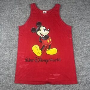 VINTAGE Mickey Mouse Tank Top Adult L Red Shirt Graphic‎ Walt Disney World 90s